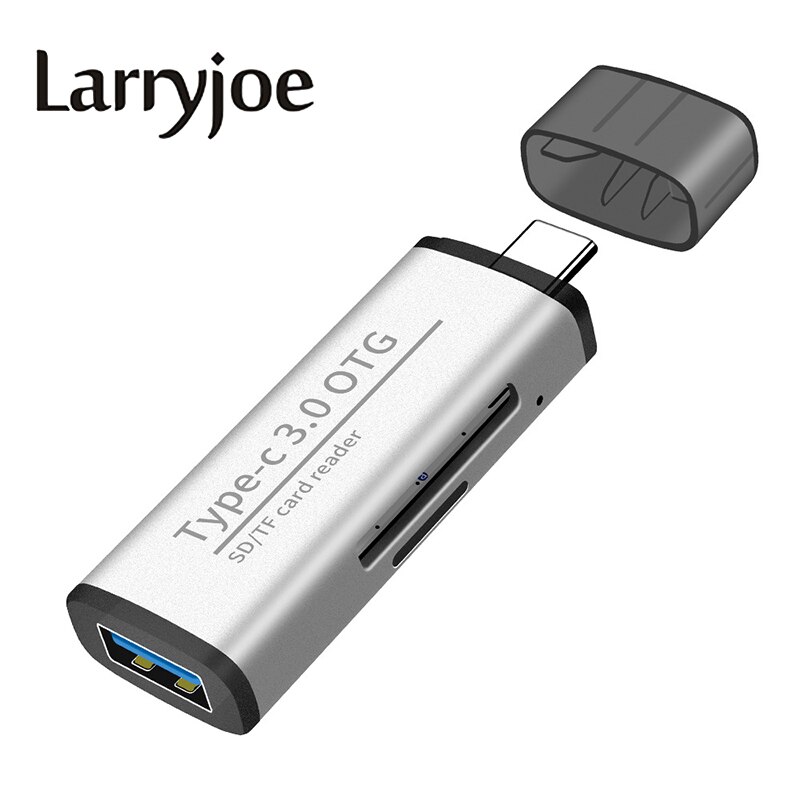 Larryjoe Type-c otg Card Reader sd tf Card Computer Android Mobile Phone Multi-functional Card Reader USB3.0 Hub: Silver