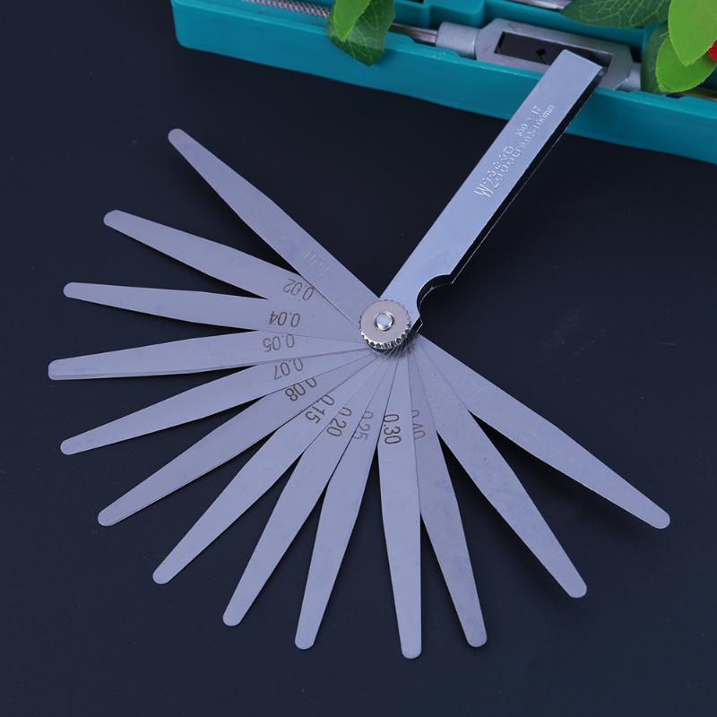 Medidor de huecos de 17 hojas, medidor de sensación de relleno de huecos métricos, herramienta de medición de espesor de 0,02-1mm, medidor de longitud de medición de regla de bolsillo