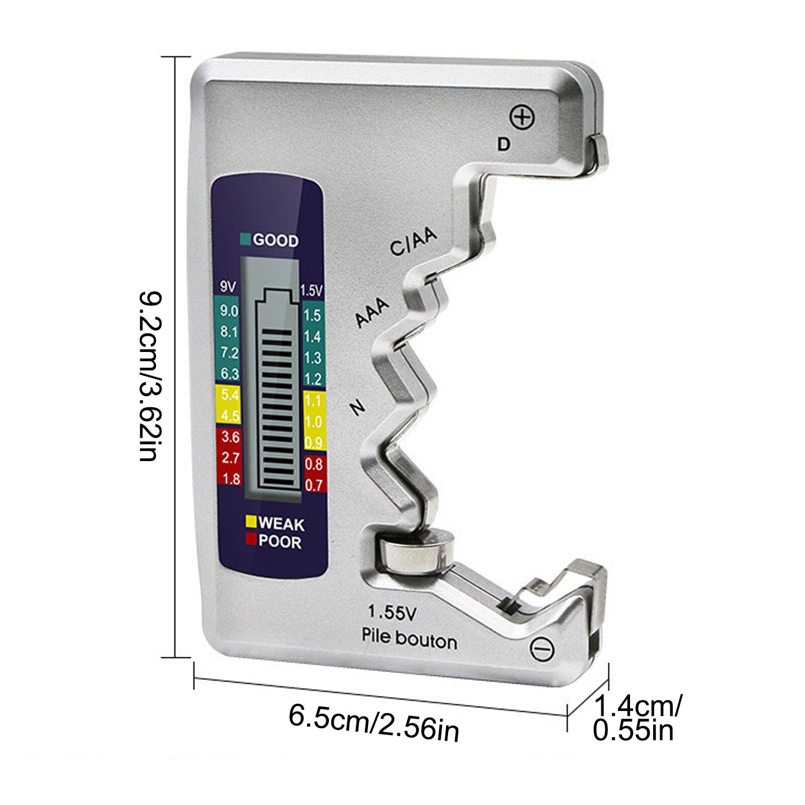 Battery Tester LCD Screen Battery Voltage Measuring Device High Compatibility Test Range Quick Results Compact Features
