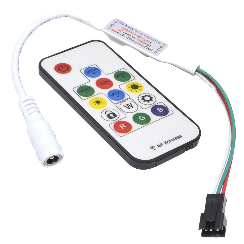 Trådløs  rf 14 nøgle 21 nøgle mini lille led pixel strip lys controller til  ws2811 sk6812 ws2812b 6803 1903 med fjernbetjening