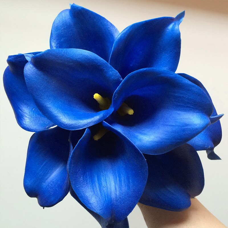 10Pcs Calla Lily Wedding Bouquet Latex Calla Lily Home Flower Arrangement Wedding Home Furnishing Decoration: royal blue 1