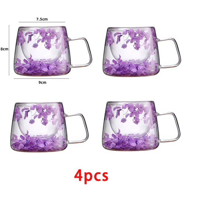 YWDL 1/2/4pcs Double Wall Coffee Mug Heat-resistant Espresso Cup Clear Glass Cup For Cappuccino Tea Water Drinkware: SKY BLUE