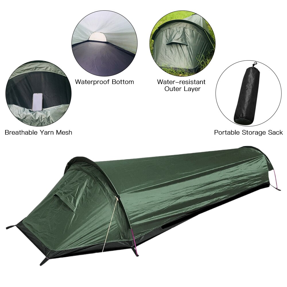 Ultralette udendørs camping sove telt letvægts en person telt rygsæk taske vandtæt camping og vandreture
