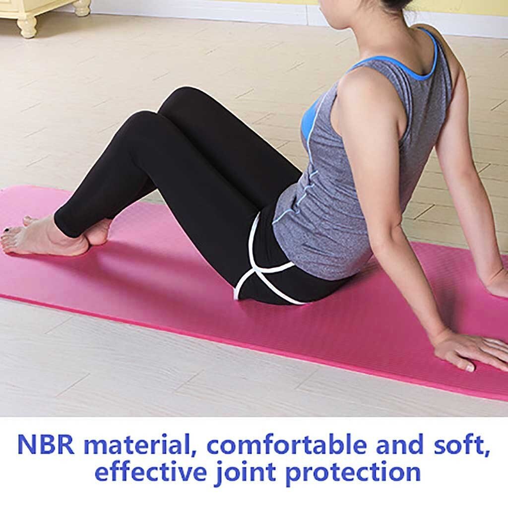 Extra Thick Yoga Mat - 173x61cm - 5mm NBR - Non-Slip Fitness Pilates Exercise Pad with Strap