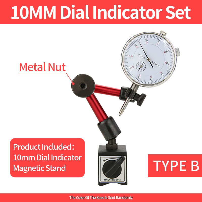 Måleur måleinstrument mikrometer måleur måleinstrument magnetisk holder ur indikator magnetisk stativ måleinstrumenter: 10mm og stativ b
