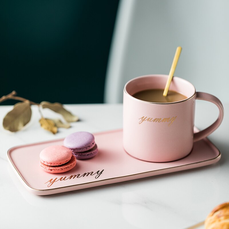 Ceramic Coffee mug european tea cups and saucer sets turkish tumbler latte cup Soy Milk Breakfast Mugs Dessert Plate