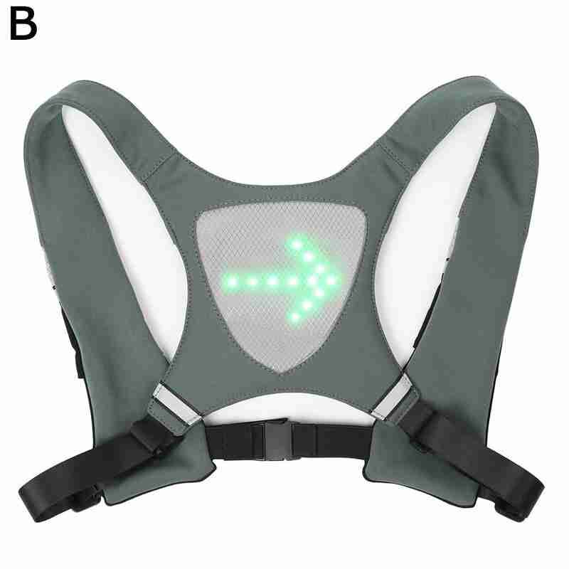 Led sans fil cyclisme gilet vélo sac sécurité clignotant Led gilet pour vélo équitation nuit avertissement sac à dos lumière de guidage: B