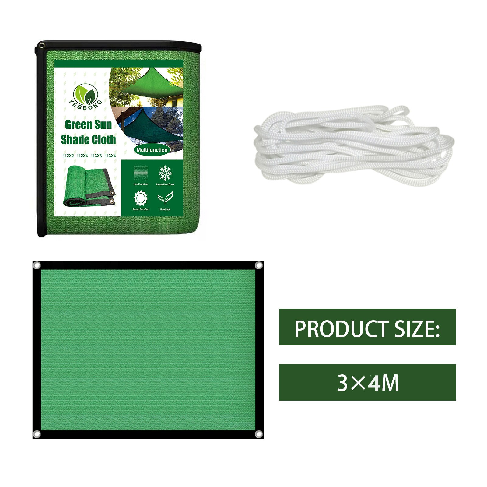 Green Sunshade Net Thickened Pool Car Awning Terrace Canopi Outdoor Shading Net Shade Net Sun Shade Cloth Sunscreen Net: 3x4m