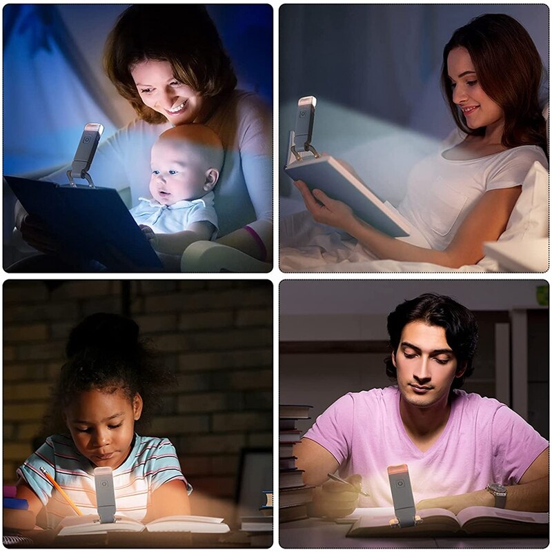 Book Reading Light,Portable USB Rechargeable LED Clip On Book Lights For Reading,Brightness Adjustable Light