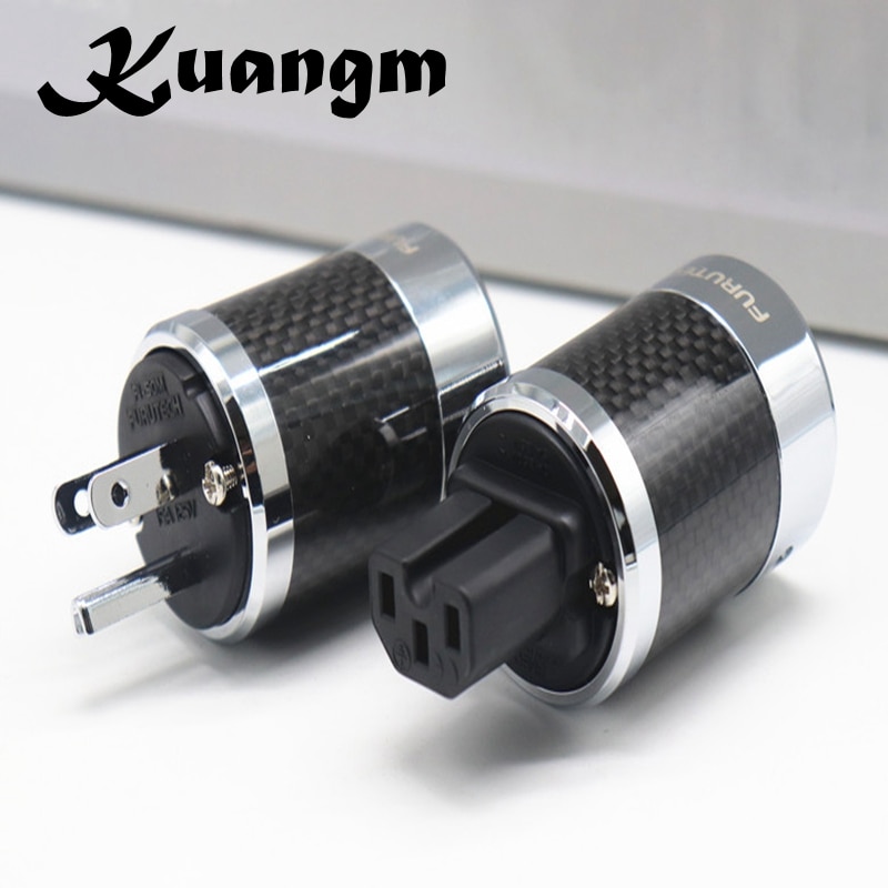 Kuangmhigh qualityfi -50 & fi50m carbon fiber rhodineret vekselstrøm elektrisk mandlig hunstik iec eu us iec hifi plug