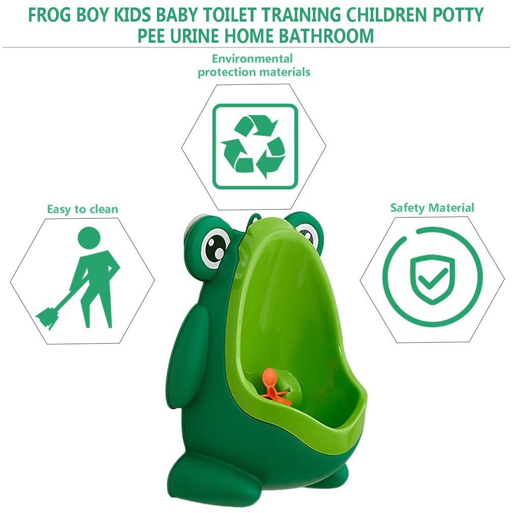 Portable Ergonomic Children Boy Kids Toilet Training Children Potty Pee Urine Home Bathroom Frog Shape Toilet Urinal