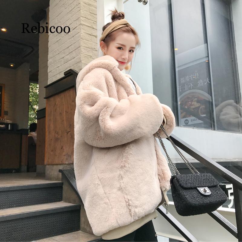 Female Winter Thick Warm Hooded Faux Fur Coat Women Fluffy Oversize Loose Parka Casual Jacket: picture color / L