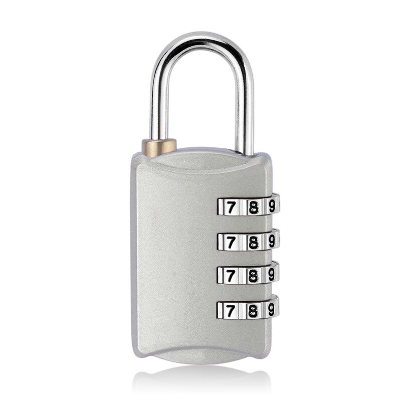 Candado para la habitación de viaje maleta Mini herramienta de seguridad 4 número de dígitos combinación con contraseña de bloqueo cerradura: Plata