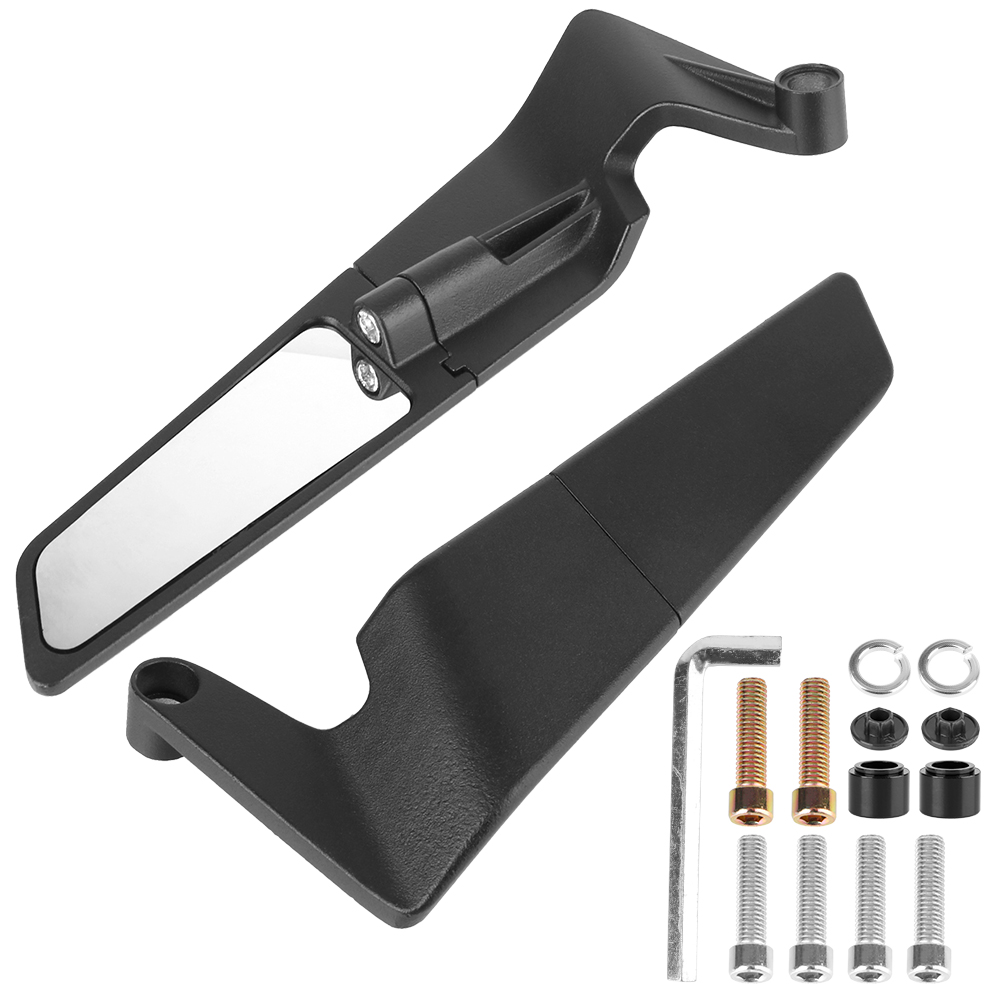 Anti-glare groothoek blauw glas 1 paar aluminium motorfiets achteruitkijkspiegels voor 7/8 "22 mm stuur: Default Title