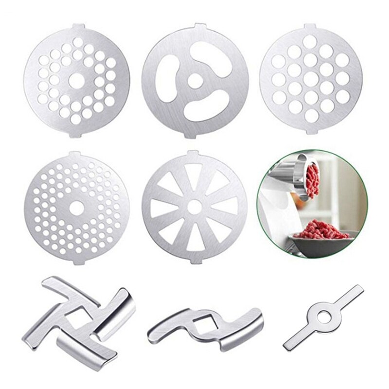 BEST8 Pieces of Meat Grinder Blade Stainless Steel Meat Grinder Accessories for the No. 5 Mixer and Meat Grinder