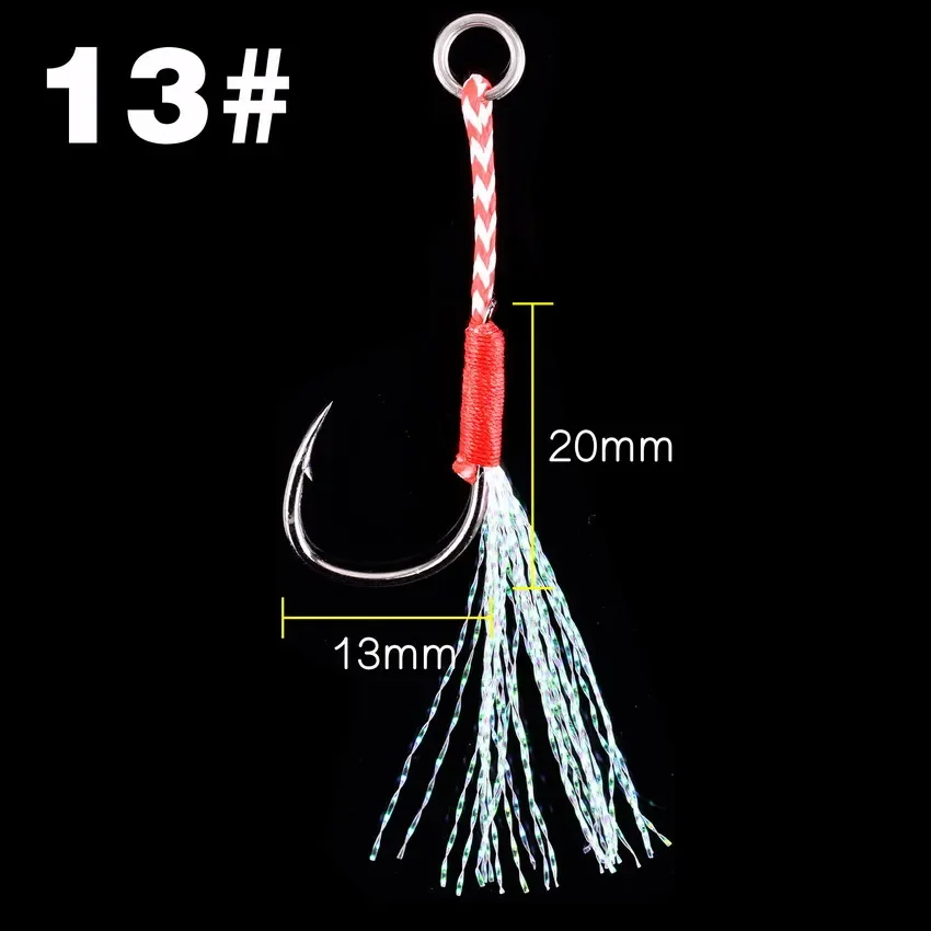 20 Stks/partij Vissen Lokken Langzaam Jigging Vissen Cast Jigs Assist Haak Prikkeldraad Enkele Jig Haken Draad Veer Pesca Hoge Carbon staal: Blauw