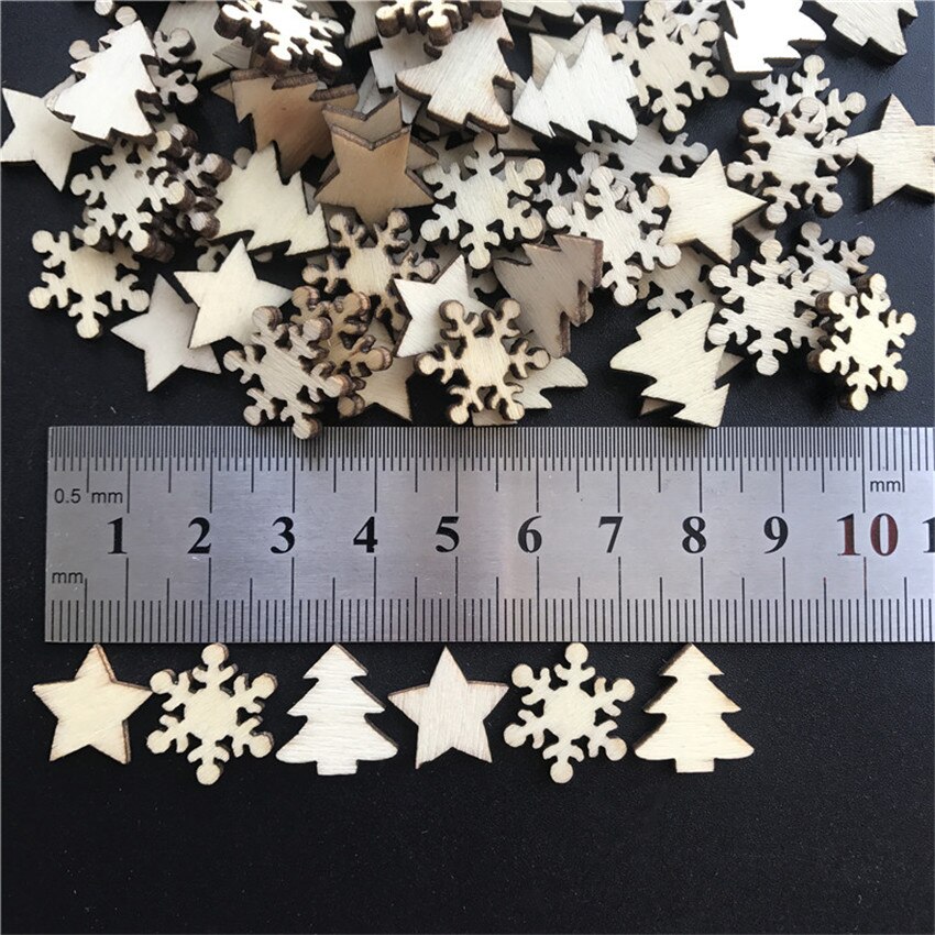50 stk gør-det-selv naturlig træspån julemand juletræ hængende ornamenter vedhæng børn snemand træ form juledekoration