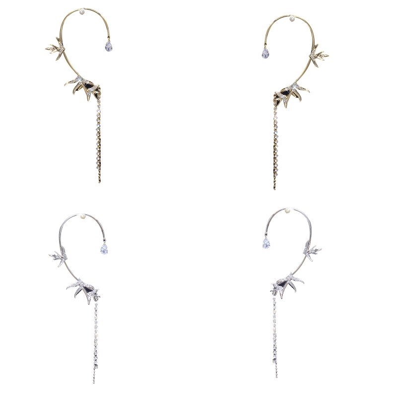 6.29x1.18" Unique Ear Cuffs Clip Handmade Clip-on Earrings for Women Fantasy Fairy Halloween Costume