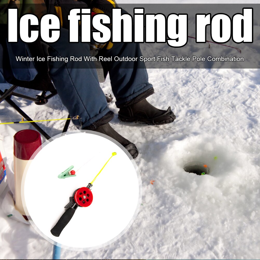 Rejer krabbe fiskestang fiskegrej stang med klip 34cm vinter udendørs is til udendørs fiskeri bærbart tilbehør