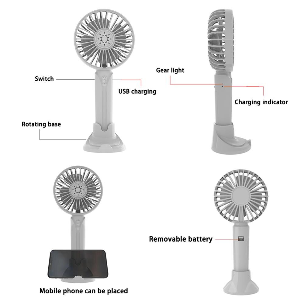 USB Rechargeable Fan Portable Fan Handheld Fan 3 Speed