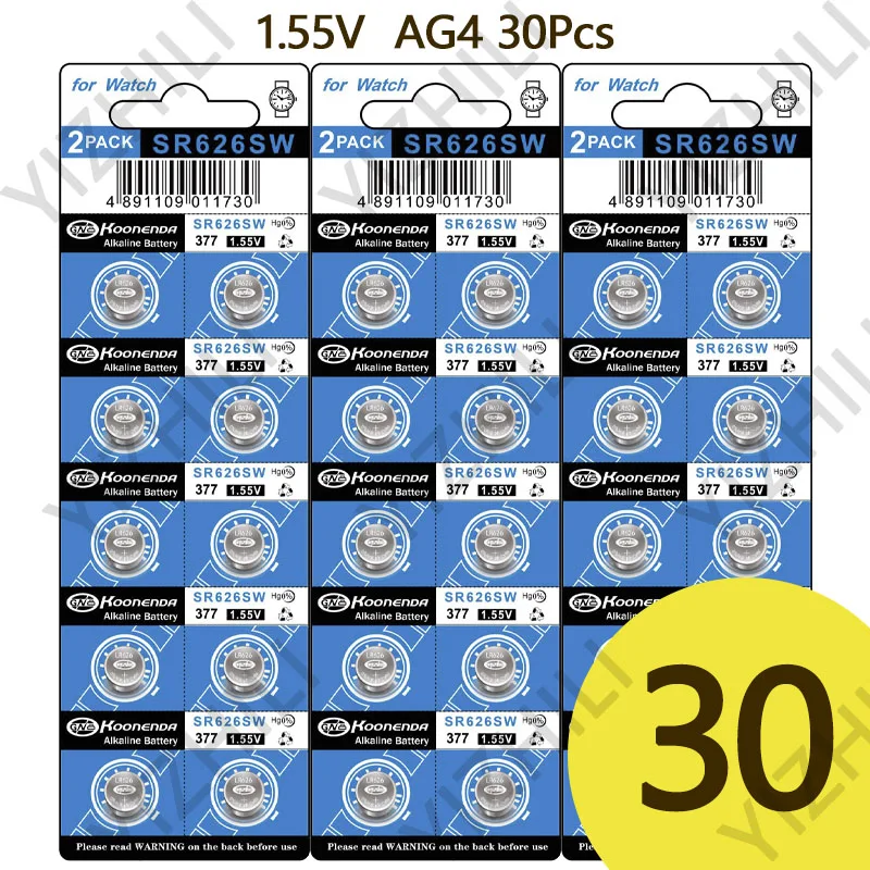 1.55V AG4 LR66 377 LR626 L626F SR626SW 377A 100% oryginalny przycisk baterii do zegarka elektroniczny zegar ruch prezenty: Złota