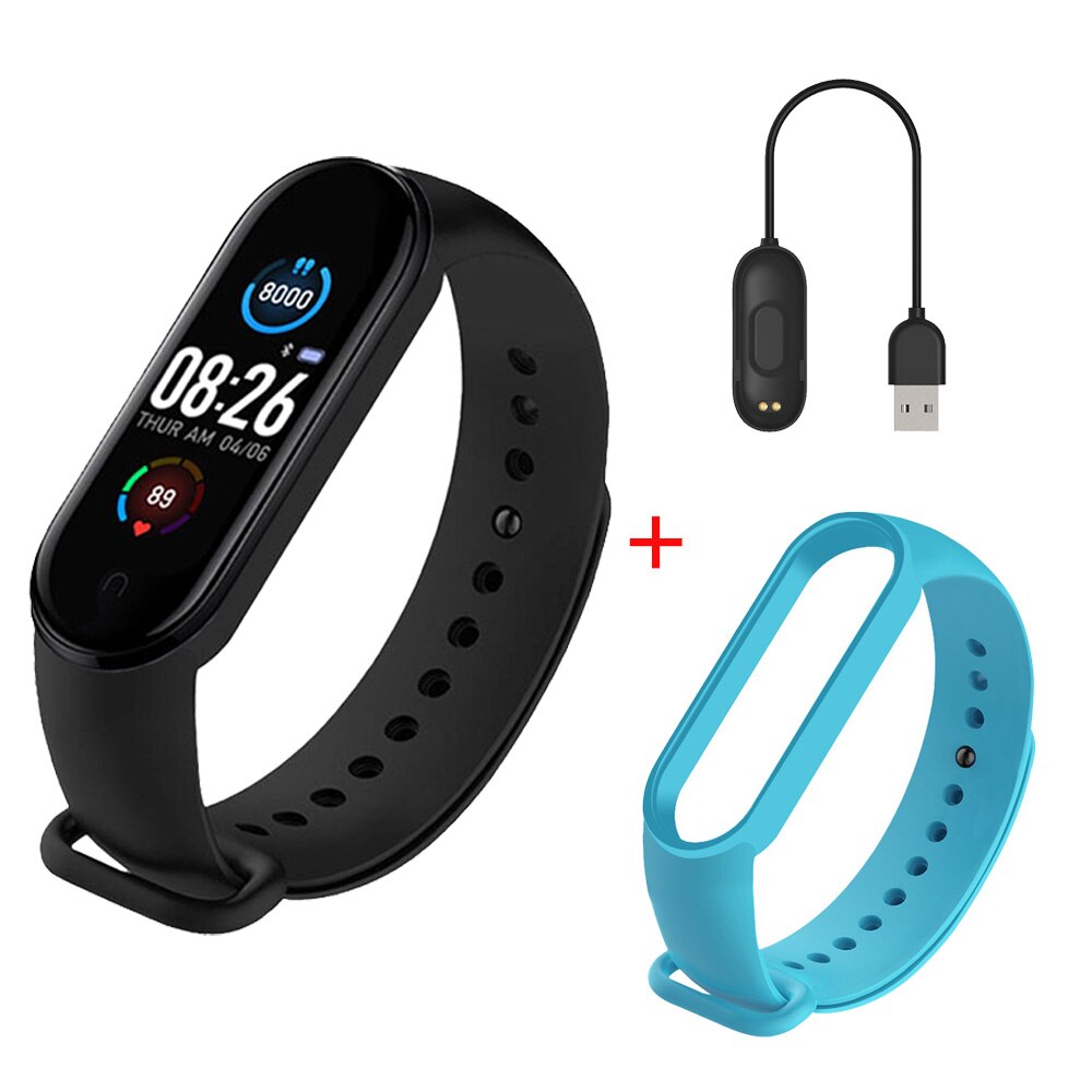 Smart Horloge Vrouwen Mannelijke Fitness Tracker Bloeddruk Smartwatch Mannen Sport Horloges Valentijnsdag Cadeau Voor Vrouw: Sky Blue Black