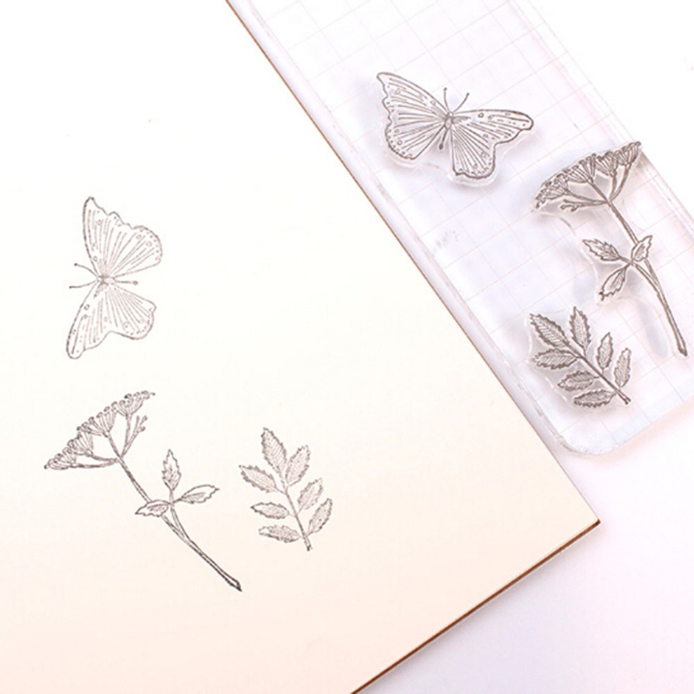 Vintage sommerfugl blomst forsegling gennemsigtig silikone klart stempel til scrapbooking diy håndværk dekoration blødt stempel børn papirvarer