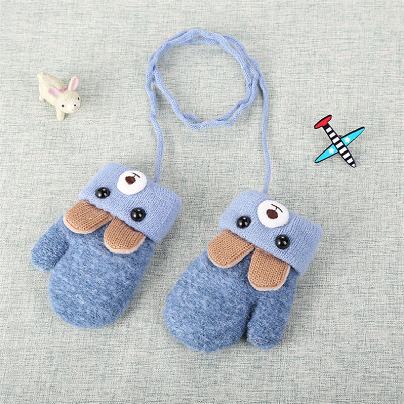 Arrivals Winter Cartoon Bear Patchwork Keep Warm Mittens Children Girls Boys Gloves 1-4 years