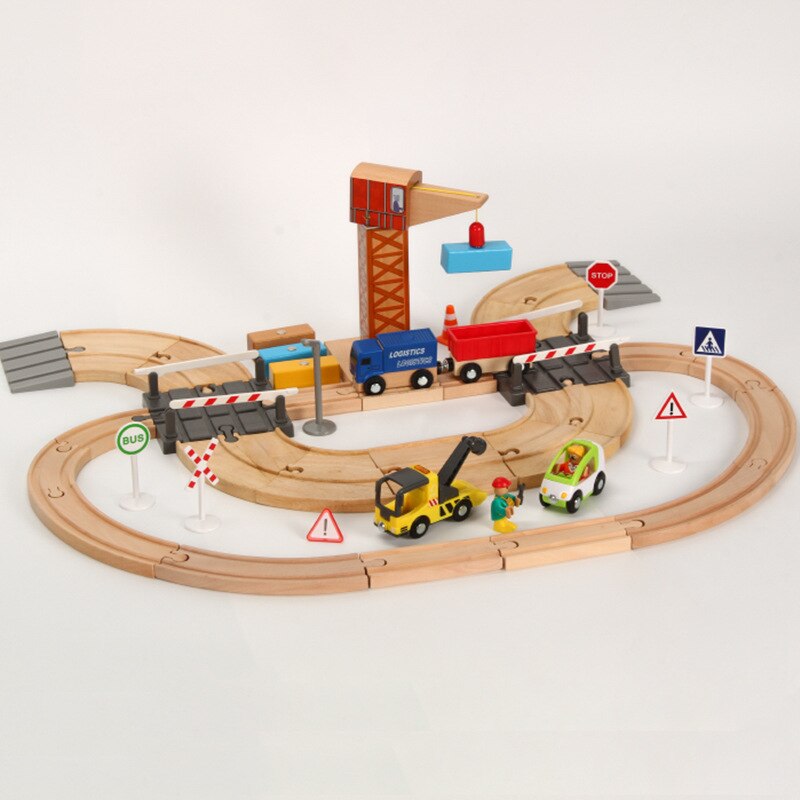 EDWONE-Two Way Road Track Marciapiede Legno Ferroviario Gru Treno Taxi Auto Slot Per Accessori Giocattolo Per Bambini Regali di Natale Fit THOM COME BIRO Giocattoli: C SET