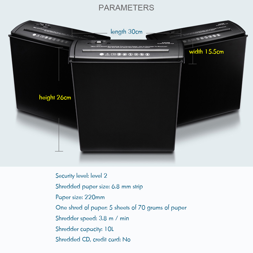 5-Sheet Strip-Cut Paper, Desktop Electric Paper Shredder with 10L Wastebasket Home Office Shredder, Overheating Protection