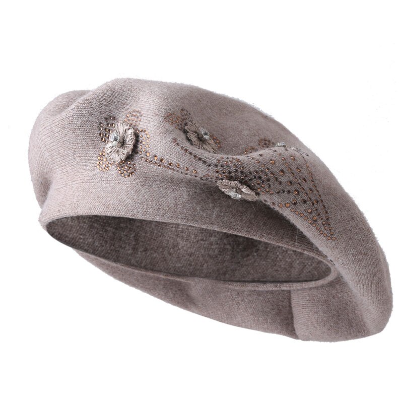 Vinter baskermössor för kvinnor ullstickade enfärgade basker kvinnliga mössor tjej höstvarma gorros märkes huvmössor: 13
