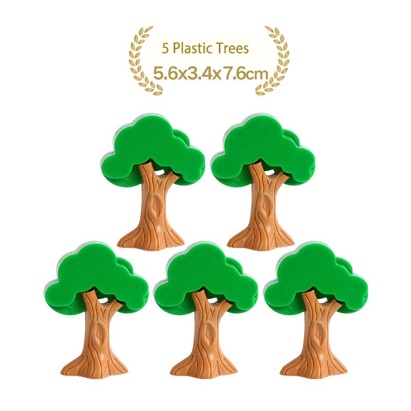 Wooden Train Tracks Accessories Roadmarks Scene Toys fit for Wooden Railway Track: five trees