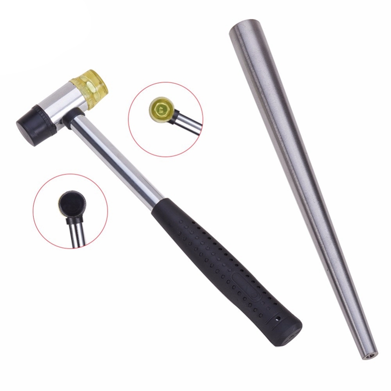 2 unids/set equipamiento de herramientas de joyería anillo de hierro alargador palo mandril Sizer instalable de dos vías mango de acero de goma martillo