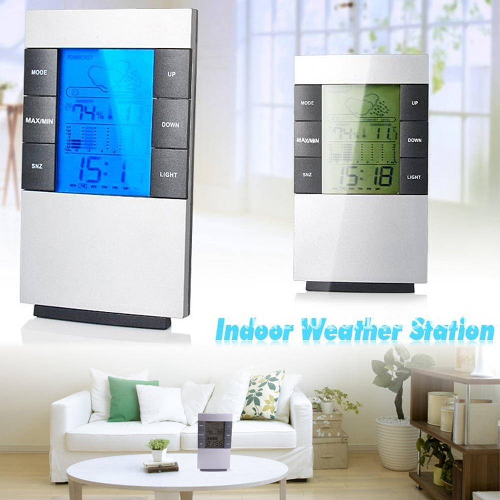 Digital Alarm Clock Hygrometer Electronic Thermometer Time Large Display Clock With Backlight Calendar Clocks Desk Table Display