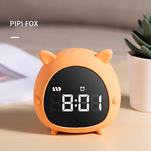 Sveglia multifunzione intelligente elfo cartone animato controllo vocale creativo portato orologio dormitorio regalo studente comodino multifunzionale: Pippi Fox