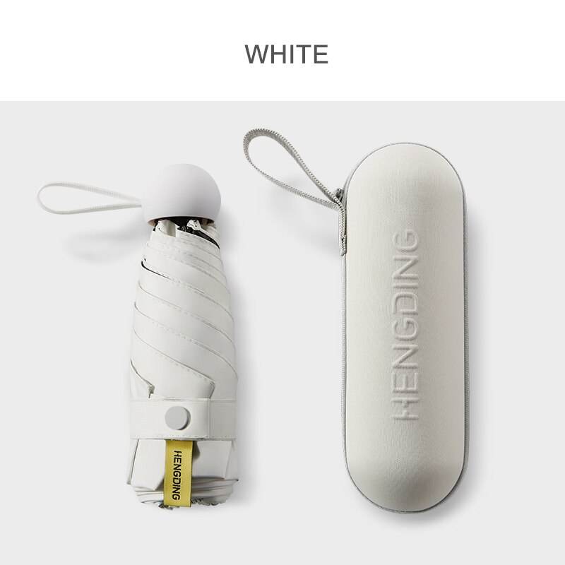 Miniparaguas para mujer, sombrilla de bolsillo a prueba de viento, colorida, Anti UV de lluvia, protección solar, 6K, pequeña: white