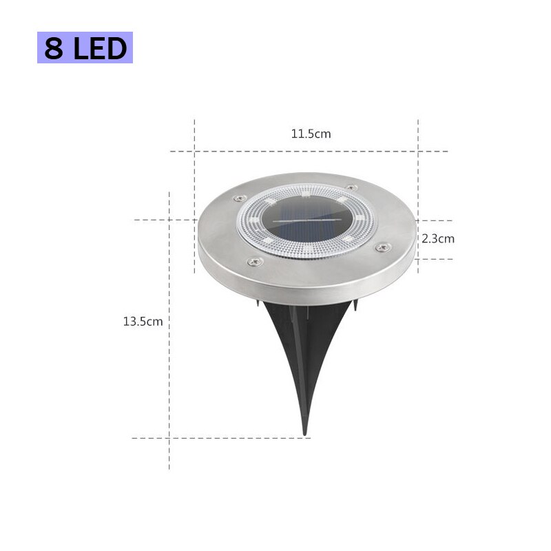 4PCS LEDNew Intelligent Light Sensing Switch Solar Stainless Steel Outdoor Waterproof Lawn Garden Floor Lamp Christma Decoration: 8LED 4PCS / white light