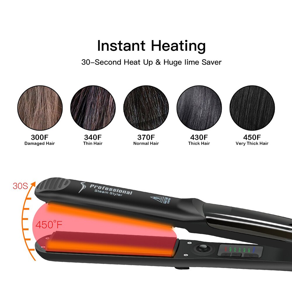 Flat Iron Steam Hair Straightener with Argan Oil Infusion Steam Hair Flat Iron Ceramic Vapor Fast Heating Iron
