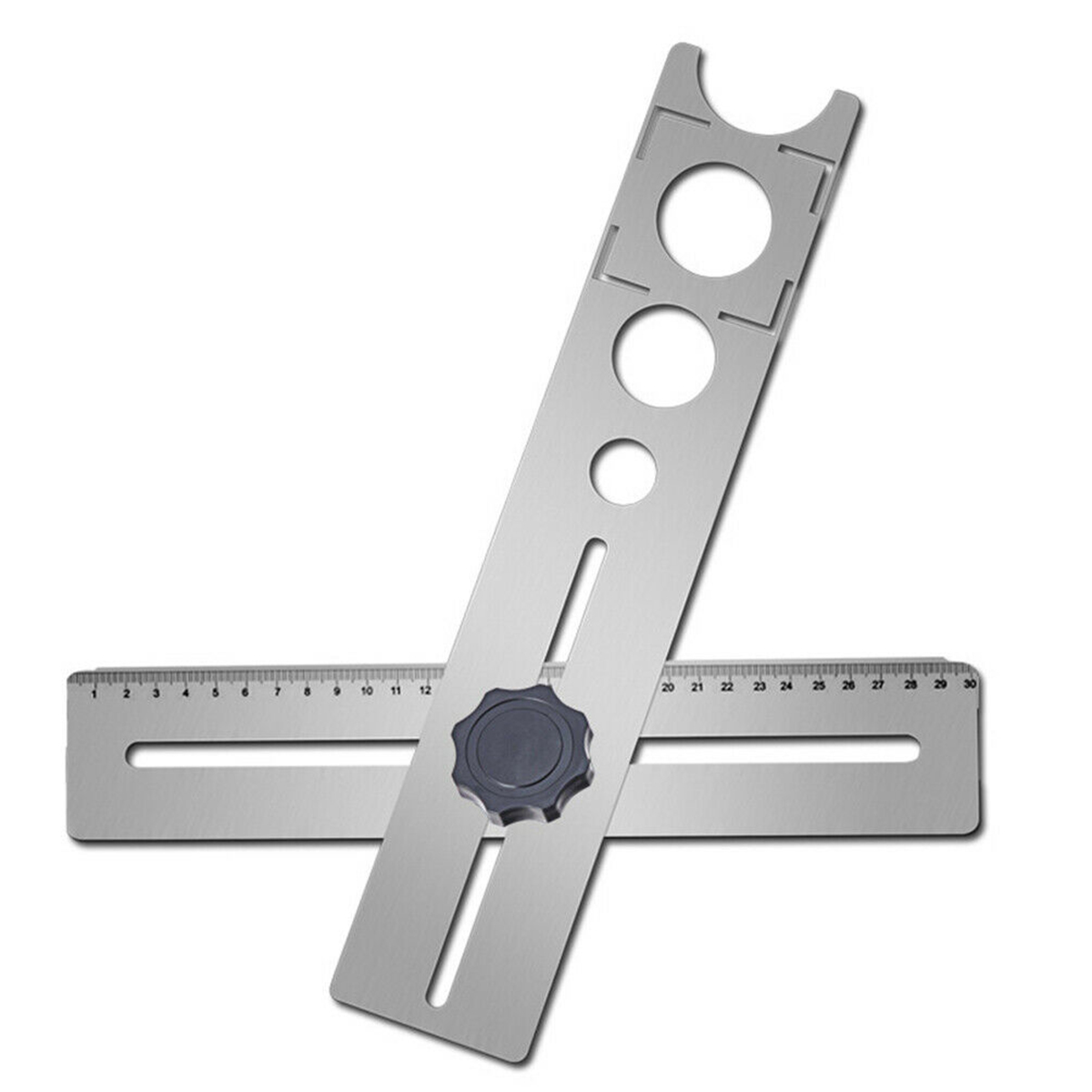 Multi-Functional Stainless Steel Ceramic Tile Hole Locator Ruler Adjustable Punching Hand Tool for House Decorated Work