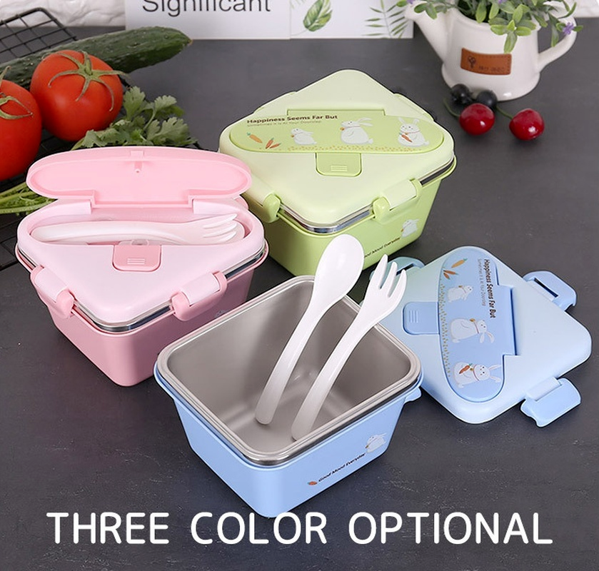 Lovely Cartoon Thermal Insulated Lunch Box Bento Picnic Food Container Plastic Stainless Steel bento