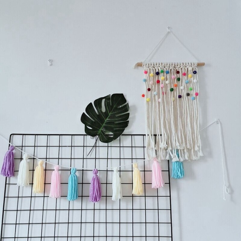 Tapiz de macramé colorido, decoración de pared para cuarto de niños, decoración colgante para habitación, tapices bohemios, telón de fondo, arte de pared hecho a mano