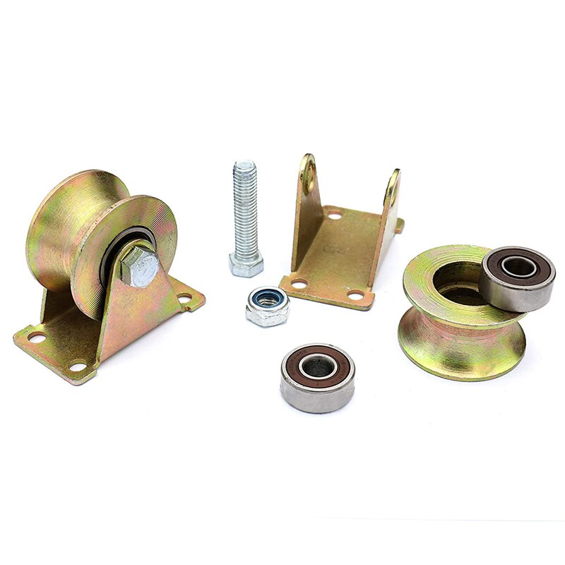 2 Pcs 2 Inch U-Groove Track Wiel Schuifdeur Roller Voor Omgekeerde Track Rolling Gate Industriële Machines Draad touw Rail