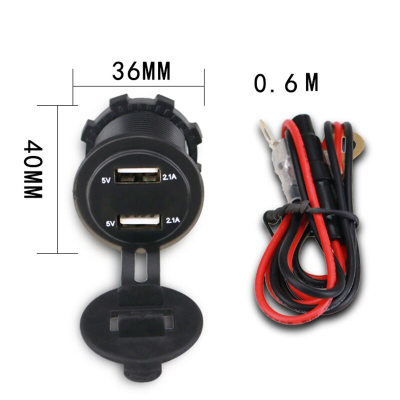 4.2A Car 2 Port Dual USB Charge Adapter Cigarette Lighter Socket LED Voltmeter with Waterproof Cover for DC 12V-24V Cars Vehicle
