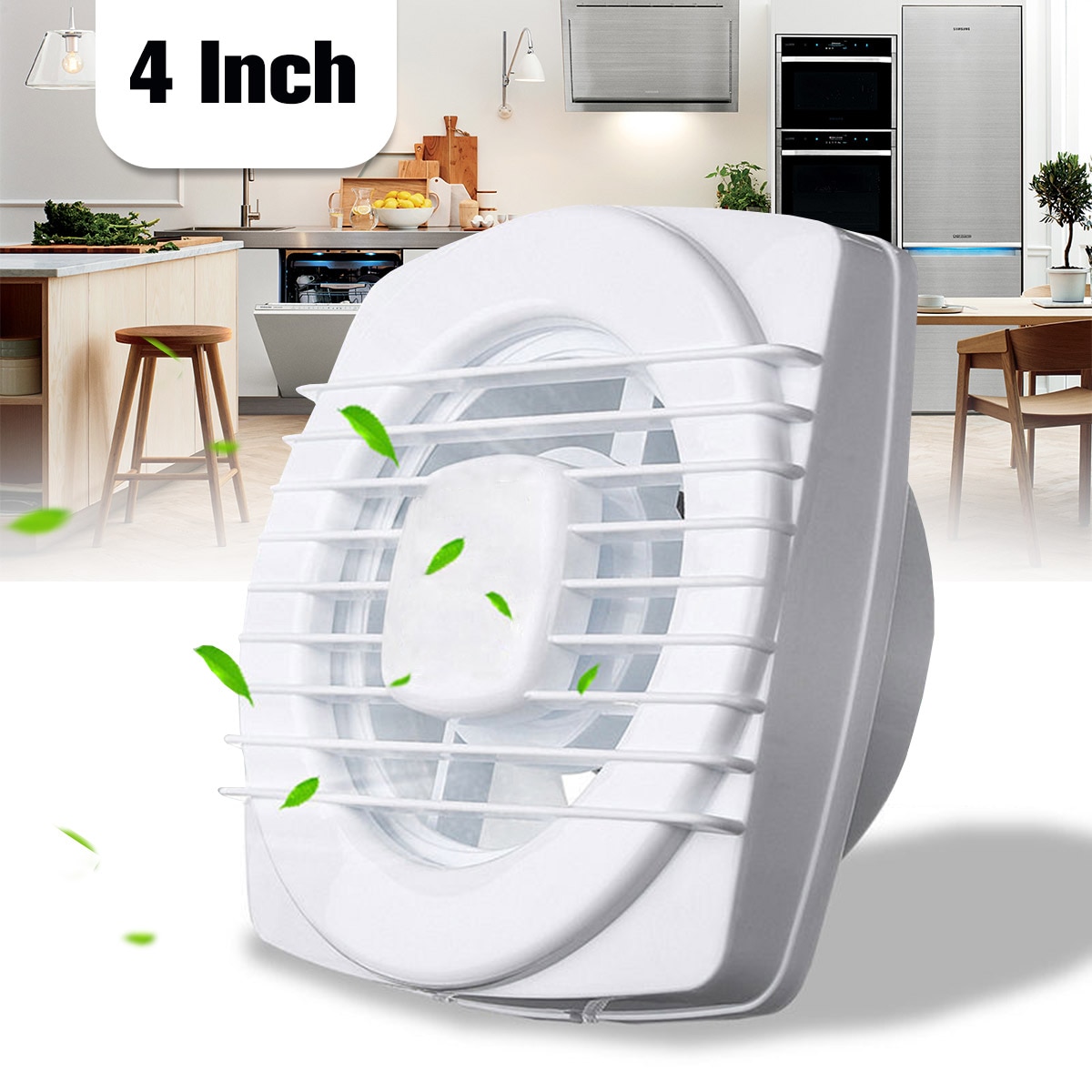 12w 4 tum tyst utsug fläkt 220v hem hotell glasfönster vägg hänga kök badrum toalett ventilation avgasfläkt
