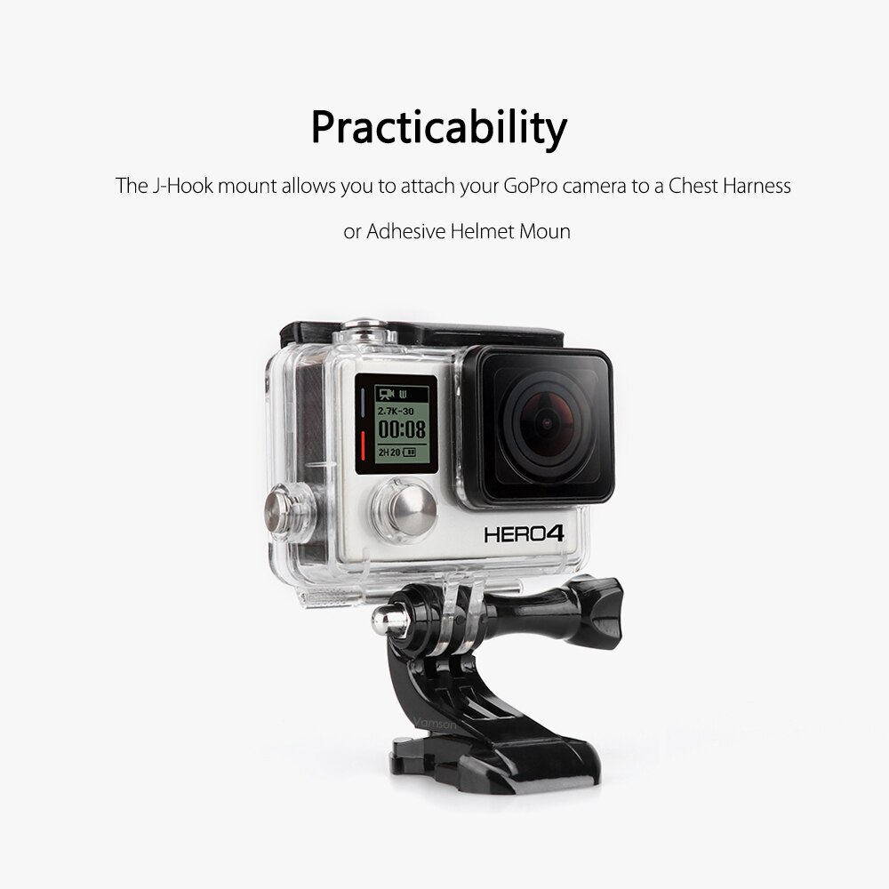 Vamosn para gopro acessórios j-gancho fivela tripé de montagem para gopro hero 8 7 6 5 4 3 + 2 para sjcam sj400 foryi 4k vp109