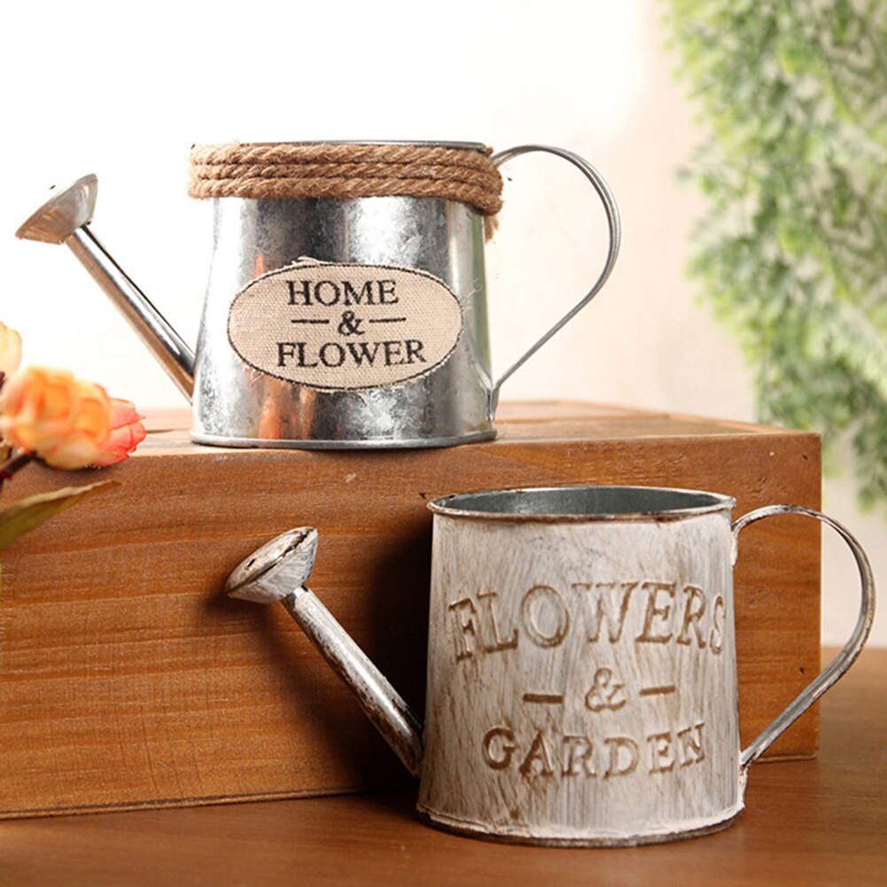 Regadera de jardín dorado, botella de agua de hierro y Metal Vintage, maceta Bucke para regar plantas, flores, decoración del hogar
