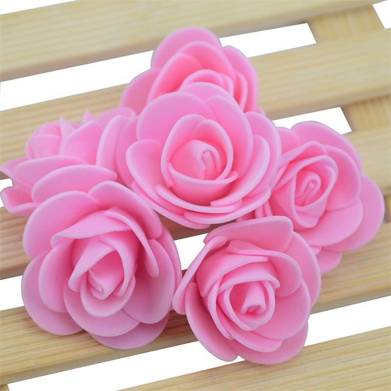 50PCS/Bag Mini PE Foam Rose Flower Head Artificial Rose Flowers Handmade DIY Wedding Home Decoration Festive &amp; Party Supplies: Pink