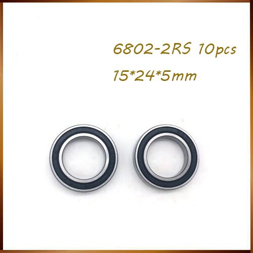 Rodamientos de bolas de sección delgada, 10 unidades, 6802 2rs, 6802 ABEC-1, 15x24x5mm, 6802RS, 6802-2RS, 61802 RS