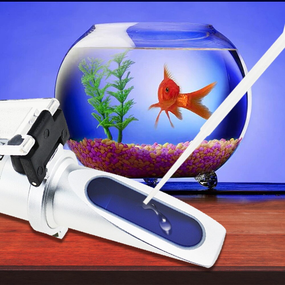 Dual Scale Salinity Refractometer ATC 0-100ppt (0-10%) &amp; 1.000-1.070 Specific Gravity for Seawater Salt Sea Water Aquarium