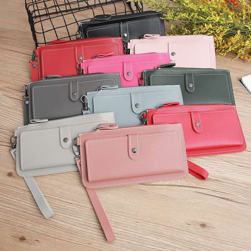 Style Women Casual Solid Clutch Long Wallet Purse Ladies Zipper Hasp Phone Card Holder